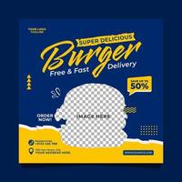 heerlijk hamburger Promotie sociaal media post banier sjabloon vector