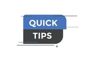 snel tips knop. snel tips toespraak bubbel. snel tips tekst web sjabloon. vector illustratie.