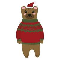 Kerstmis grizzly beer in een schattig Cardigan trui vector