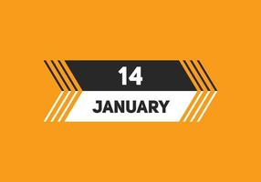 januari 14 kalender herinnering. 14e januari dagelijks kalender icoon sjabloon. kalender 14e januari icoon ontwerp sjabloon. vector illustratie