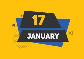 januari 17 kalender herinnering. 17e januari dagelijks kalender icoon sjabloon. kalender 17e januari icoon ontwerp sjabloon. vector illustratie