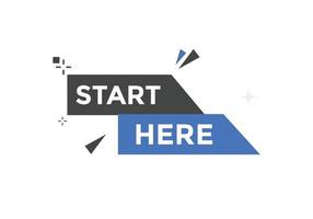 begin hier knop. begin hier kleurrijk etiket teken sjabloon. begin hier symbool web spandoek. vector