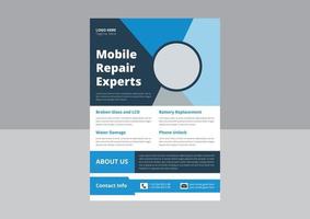 smartphone reparatie onderhoud folder sjabloon. cel telefoon reparatie folder poster sjabloon. mobiel reparatie experts folder ontwerp. omslag, a4 maat, sjabloon ontwerp. vector