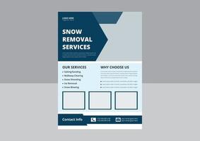 sneeuw verwijdering onderhoud folder sjabloon. sneeuw schoonmaak onderhoud folder poster brochure ontwerp. omslag, a4 maat, folder ontwerp. vector