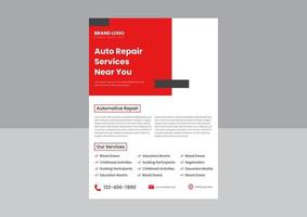 automotive en auto reparatie onderhoud poster folder ontwerp. auto reparatie en onderhoud onderhoud folder poster ontwerp. vector