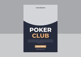 poker toernooi folder ontwerp. casino poker toernooi uitnodiging ontwerp. poker partij a4 folder sjabloon. goud tekst met spelen chips en kaarten. vector ontwerp, folder, poster