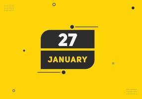 januari 27 kalender herinnering. 27e januari dagelijks kalender icoon sjabloon. kalender 27e januari icoon ontwerp sjabloon. vector illustratie
