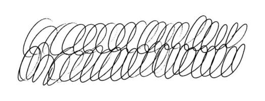 hand- getrokken tekening textuur. knoop tekening horizontaal achtergrond geïsoleerd Aan wit. schaduwrijk gekruiste uit spiraal borstel. vector illustratie van een zwart grafisch element.