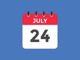 juli 24 kalender herinnering. 24e juli dagelijks kalender icoon sjabloon. kalender 24e juli icoon ontwerp sjabloon. vector illustratie