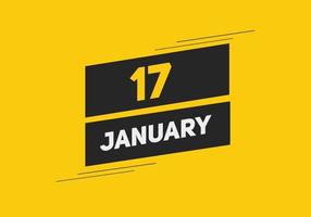 januari 17 kalender herinnering. 17e januari dagelijks kalender icoon sjabloon. kalender 17e januari icoon ontwerp sjabloon. vector illustratie