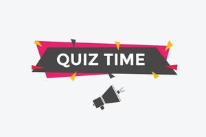 quiz tijd knop. quiz tijd toespraak bubbel. quiz tijd tekst web sjabloon. vector illustratie.