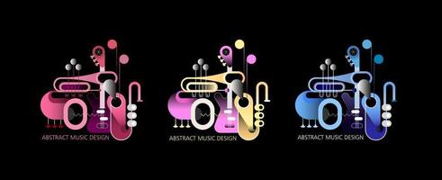 drie concept muziek- ontwerpen vector