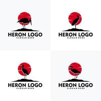 reeks van modern reiger logo silhouet stijl vector