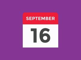 september 16 kalender herinnering. 16e september dagelijks kalender icoon sjabloon. kalender 16e september icoon ontwerp sjabloon. vector illustratie