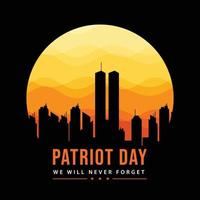 patriot dag Aan zwart achtergrond met nieuw york stad. vector illustrator