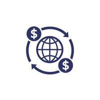 geld overdracht wereldwijd icoon, globaal betalingen vector