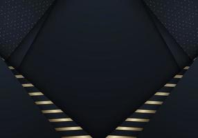 3d elegant sjabloon abstract achtergrond zwart papier kunst laag met goud strepen patroon. vector