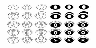 lijn silhouet ogen icoon reeks geïsoleerd Aan wit achtergrond vector