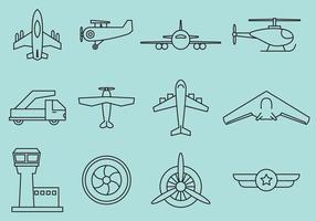 Vliegtuigen Line Icons vector