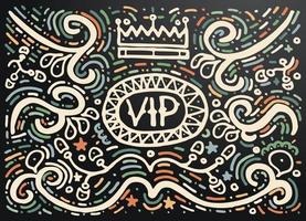 vip. hand- getrokken wijnoogst afdrukken met decoratief schets ornament. vector