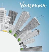 Vancouver horizon met grijs gebouwen, blauw lucht en kopiëren ruimte. vector