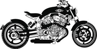 hand- getrokken en geïnkt wijnoogst Amerikaans bijl motorfiets vector