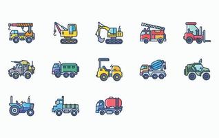 voertuigen en vervoer icoon reeks vector
