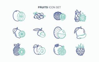 vers fruit en plak icoon reeks vector