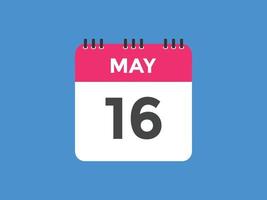 mei 16 kalender herinnering. 16e mei dagelijks kalender icoon sjabloon. kalender 16e mei icoon ontwerp sjabloon. vector illustratie