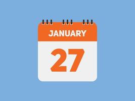 januari 27 kalender herinnering. 27e januari dagelijks kalender icoon sjabloon. kalender 27e januari icoon ontwerp sjabloon. vector illustratie