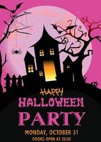 halloween partij folder met verschrikking kasteel vector