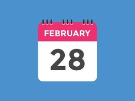 februari 28 kalender herinnering. 28e februari dagelijks kalender icoon sjabloon. kalender 28e februari icoon ontwerp sjabloon. vector illustratie