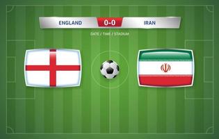 Engeland vs ik rende scorebord uitzending sjabloon voor sport voetbal toernooi 2022 en Amerikaans voetbal kampioenschap vector illustratie