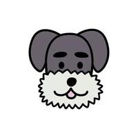 grappig puppy tekenfilm karakter tekening. schattig hond van schnauzer ras lijn kunst. mooi hoor gelukkig huisdier geïsoleerd Aan wit achtergrond. hand- getrokken vector illustratie in tekenfilm stijl.