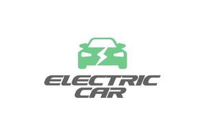 elektrisch auto logo concept, vlak tekenfilm icoon. automotive vector logotype voor elektrisch vervoer en oplader logo. abstract label. vector illustratie.