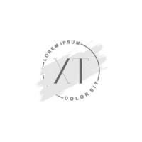 eerste xt minimalistische logo met borstel, eerste logo voor handtekening, bruiloft, mode. vector
