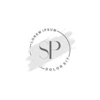 eerste sp minimalistische logo met borstel, eerste logo voor handtekening, bruiloft, mode. vector