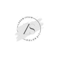 eerste zs minimalistische logo met borstel, eerste logo voor handtekening, bruiloft, mode. vector