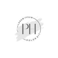 eerste ph minimalistische logo met borstel, eerste logo voor handtekening, bruiloft, mode. vector