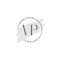 eerste vp minimalistische logo met borstel, eerste logo voor handtekening, bruiloft, mode. vector