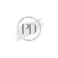 eerste pd minimalistische logo met borstel, eerste logo voor handtekening, bruiloft, mode. vector