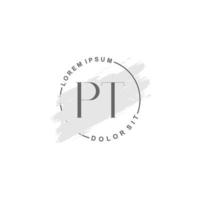eerste pt minimalistische logo met borstel, eerste logo voor handtekening, bruiloft, mode. vector