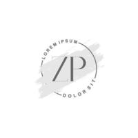 eerste zp minimalistische logo met borstel, eerste logo voor handtekening, bruiloft, mode. vector