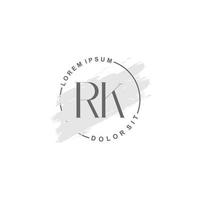 eerste rk minimalistische logo met borstel, eerste logo voor handtekening, bruiloft, mode. vector