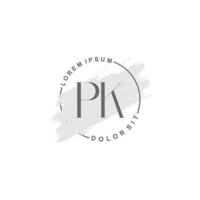 eerste pk minimalistische logo met borstel, eerste logo voor handtekening, bruiloft, mode. vector