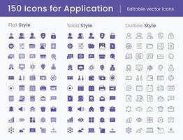 150 pictogrammen voor toepassing vector