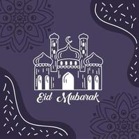 eid mubarak belettering poster vector