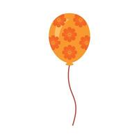 oranje ballon helium met bloemen vector