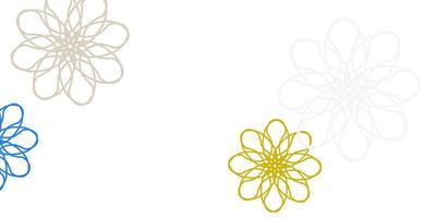 lichtblauw, geel vector doodle textuur met bloemen.