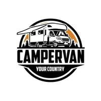 premie camper busje rv caravan camper logo vector